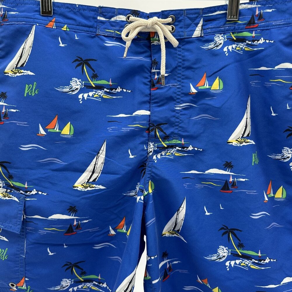 Polo Ralph Lauren Kailua Men's Swim Trunks Board Shorts Size L Sail Boats Logo